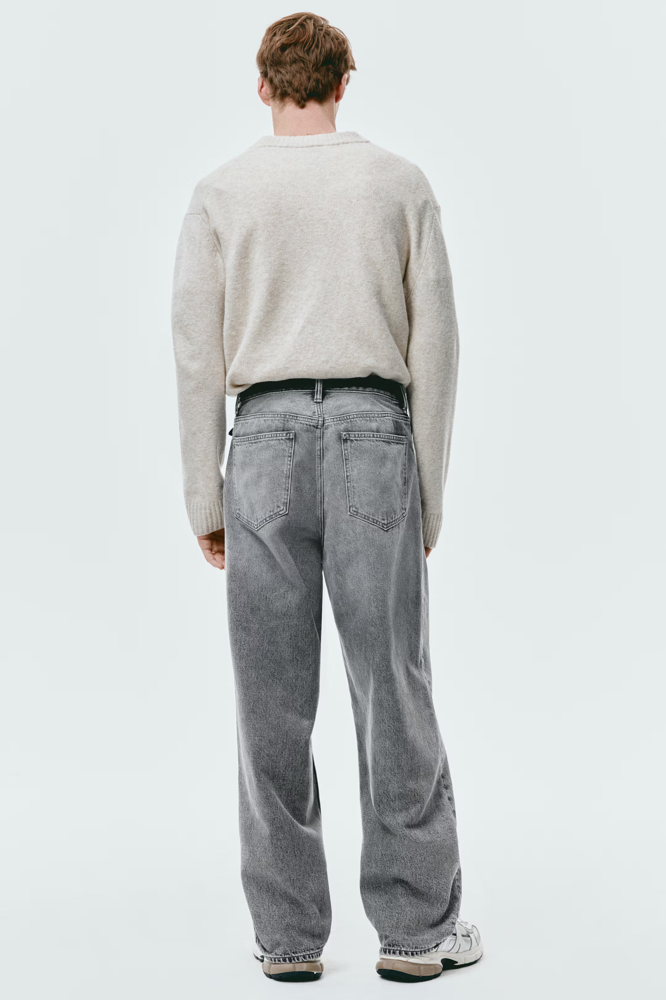 Men’s Grey Washed Wide Leg Jeans