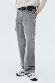Men’s Grey Washed Wide Leg Jeans