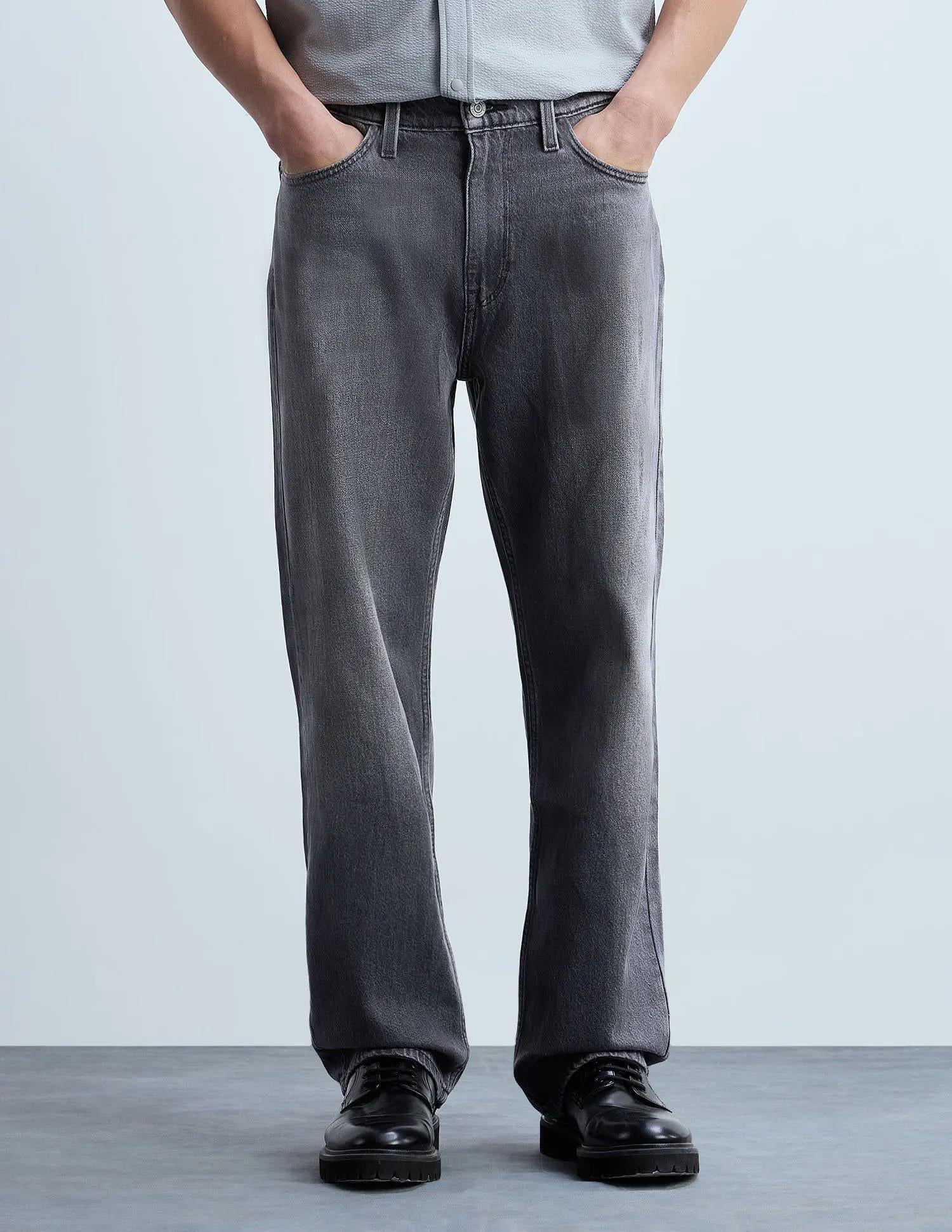 Men’s Grey Washed Straight Leg Jeans