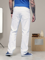 Men White Slim Fit Stretch Denim Jeans