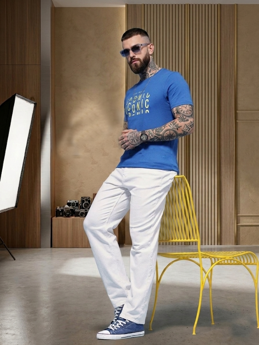 Men White Slim Fit Stretch Denim Jeans