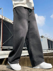 Men loose fit Washed denim jeans