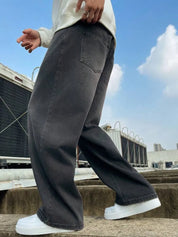 Men loose fit Washed denim jeans