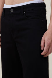 KOTTY Men's Regular Mid Rise Black Jeans