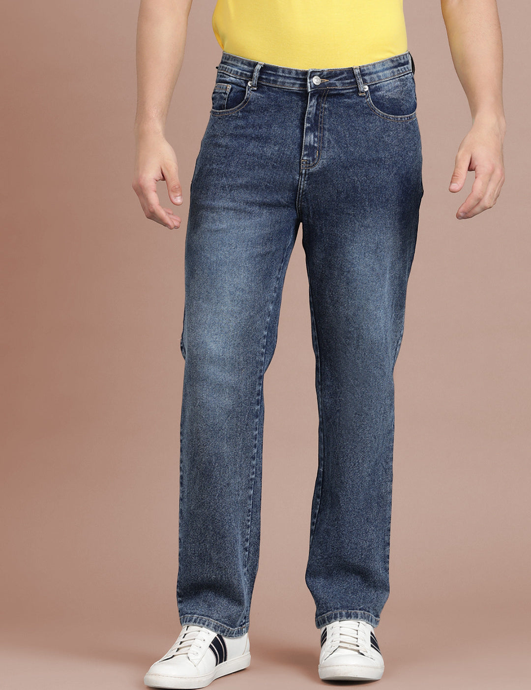 KOTTY Men's Mid Rise Solid Jeans Turquoise Blue