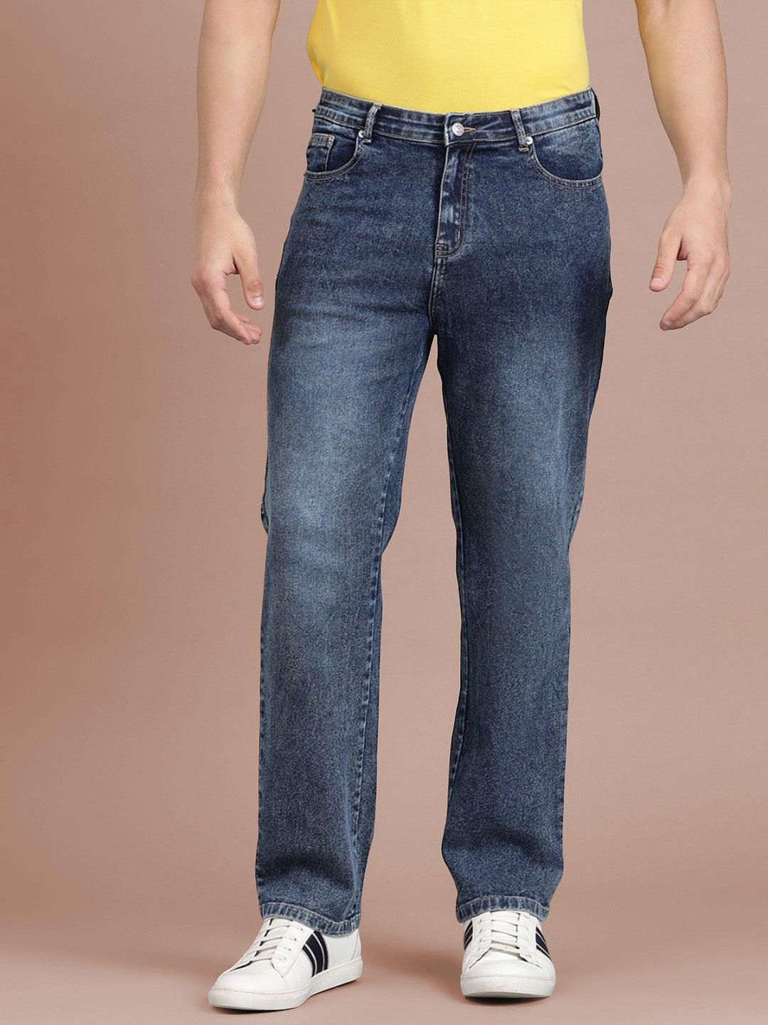 KOTTY Men's Mid Rise Solid Jeans Turquoise Blue