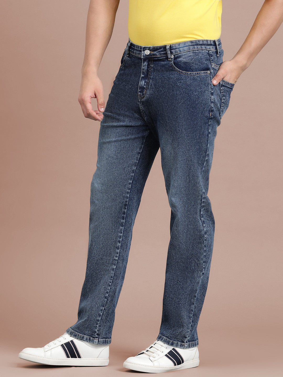 KOTTY Men's Mid Rise Solid Jeans Turquoise Blue