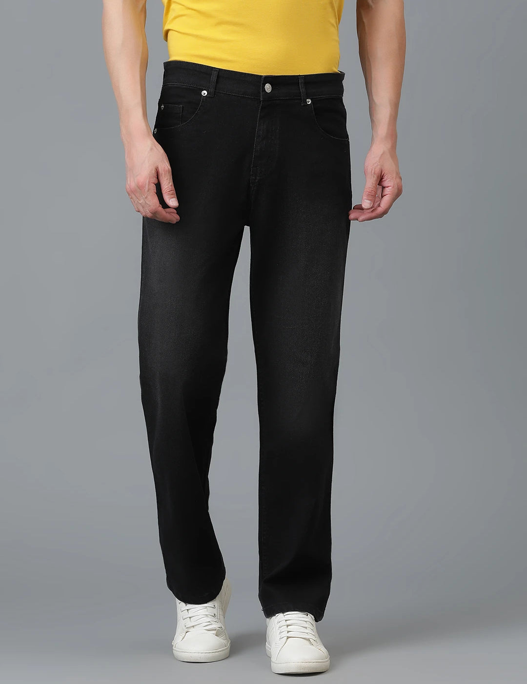 KOTTY Men's Solid Mid Rise Comfortable and Strechable Stylish Jeans