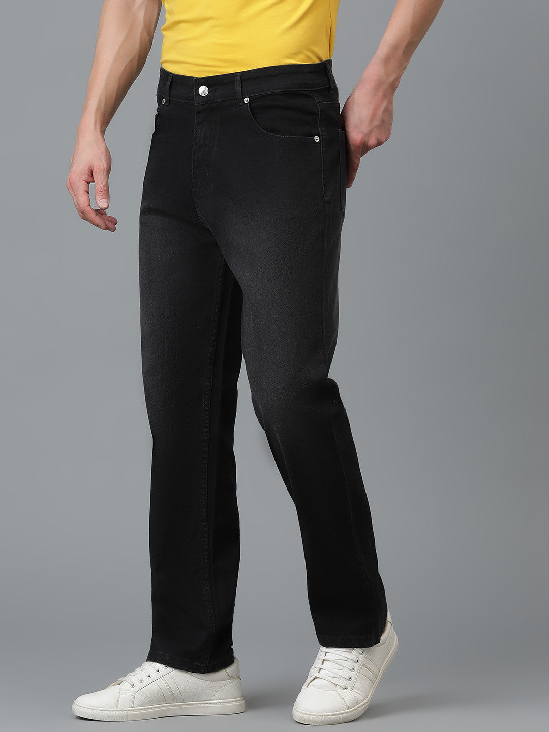 KOTTY Men's Solid Mid Rise Comfortable and Strechable Stylish Jeans