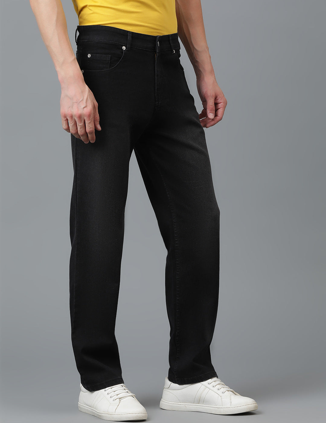 KOTTY Men's Solid Mid Rise Comfortable and Strechable Stylish Jeans