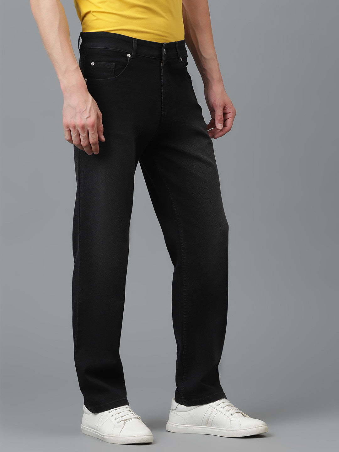 KOTTY Men's Solid Mid Rise Comfortable and Strechable Stylish Jeans