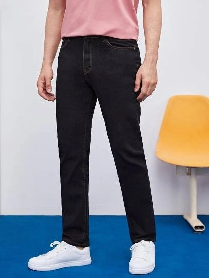 KOTTY Men's Solid Mid Rise Comfortable and Strechable Stylish Jeans