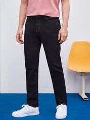 KOTTY Men's Solid Mid Rise Comfortable and Strechable Stylish Jeans