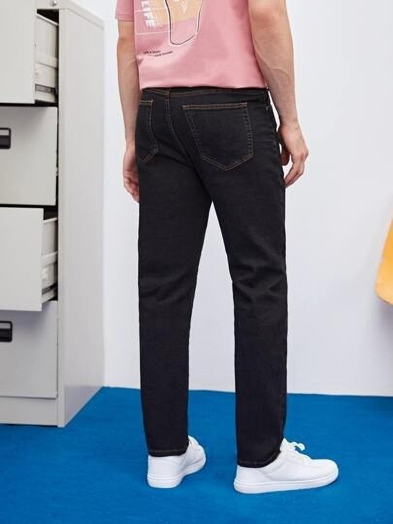 KOTTY Men's Solid Mid Rise Comfortable and Strechable Stylish Jeans