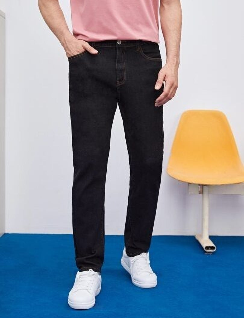 KOTTY Men's Solid Mid Rise Comfortable and Strechable Stylish Jeans