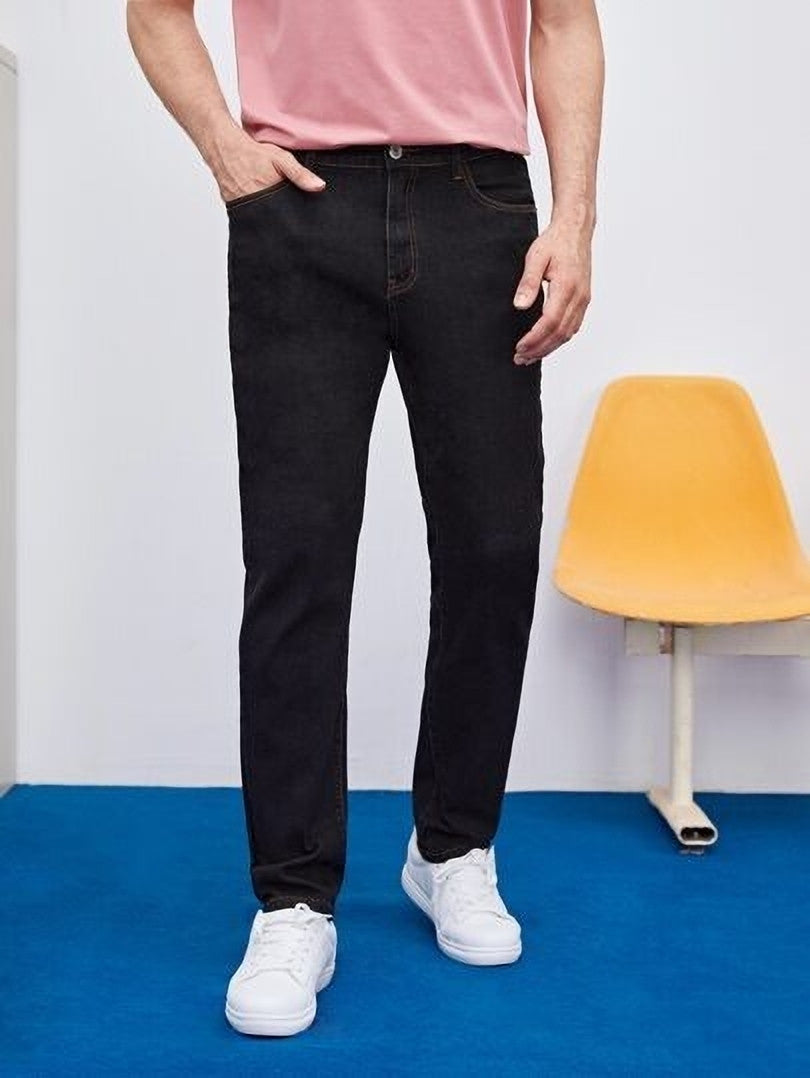 KOTTY Men's Solid Mid Rise Comfortable and Strechable Stylish Jeans
