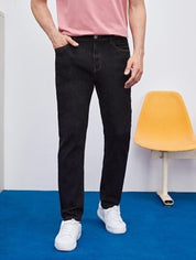 KOTTY Men's Solid Mid Rise Comfortable and Strechable Stylish Jeans