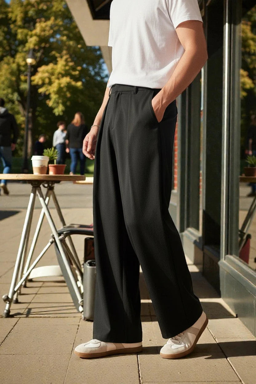 Men Mid-Rise Straight Fit Korean Trousers