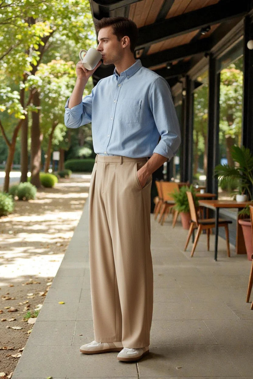 Men Mid-Rise Straight Fit Korean Trousers