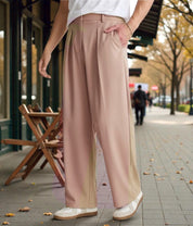 Men's Dusty Pink Pleated Formal Trousers