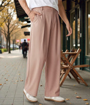 Men's Dusty Pink Pleated Formal Trousers
