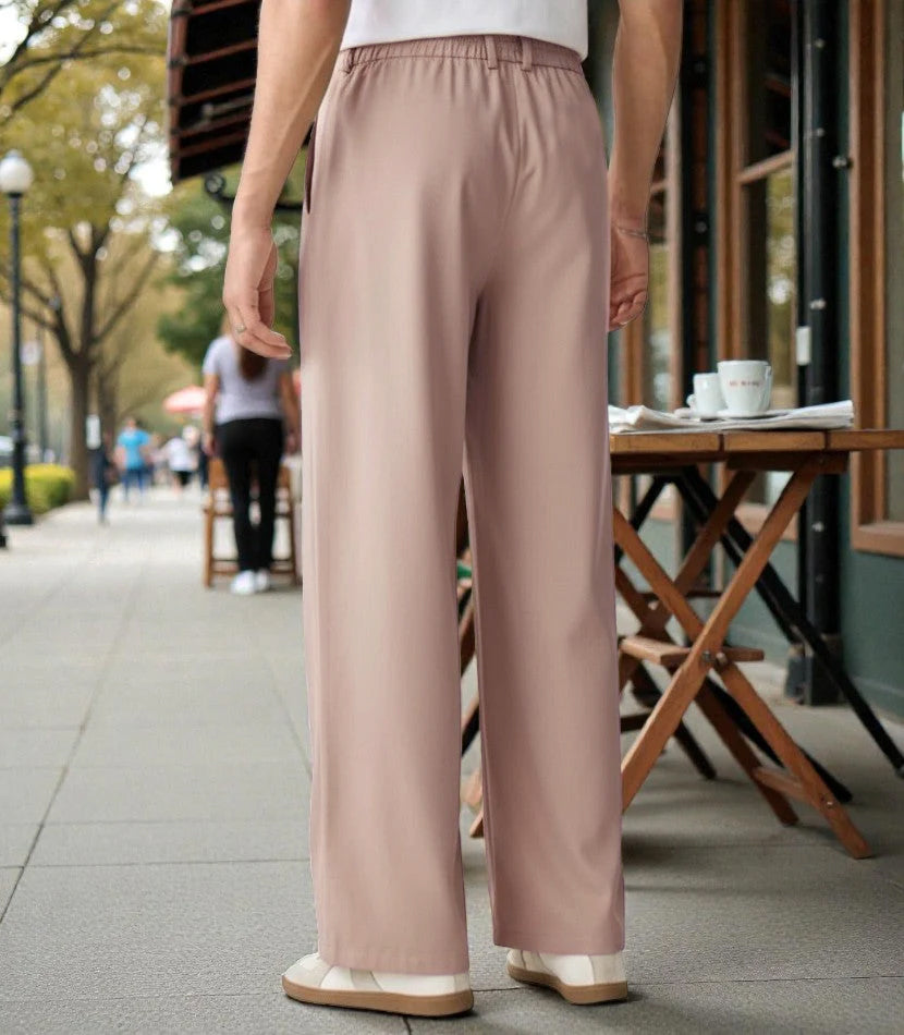 Men's Dusty Pink Pleated Formal Trousers