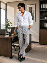 Men's Light Mauve Pleated Formal Trousers