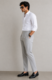 Men's Light Mauve Pleated Formal Trousers