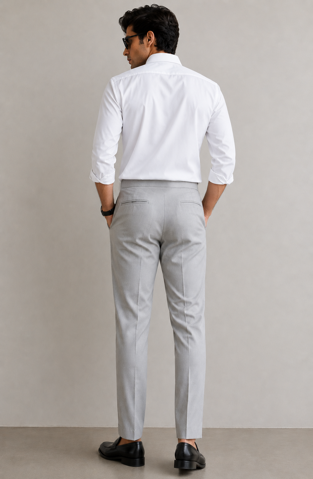 Men's Light Mauve Pleated Formal Trousers