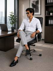 Men's Light Mauve Pleated Formal Trousers