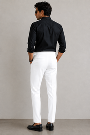Men's White Pleated Dress Trousers