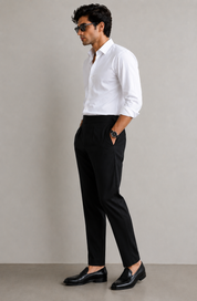 Men's Black Pleated Formal Trousers