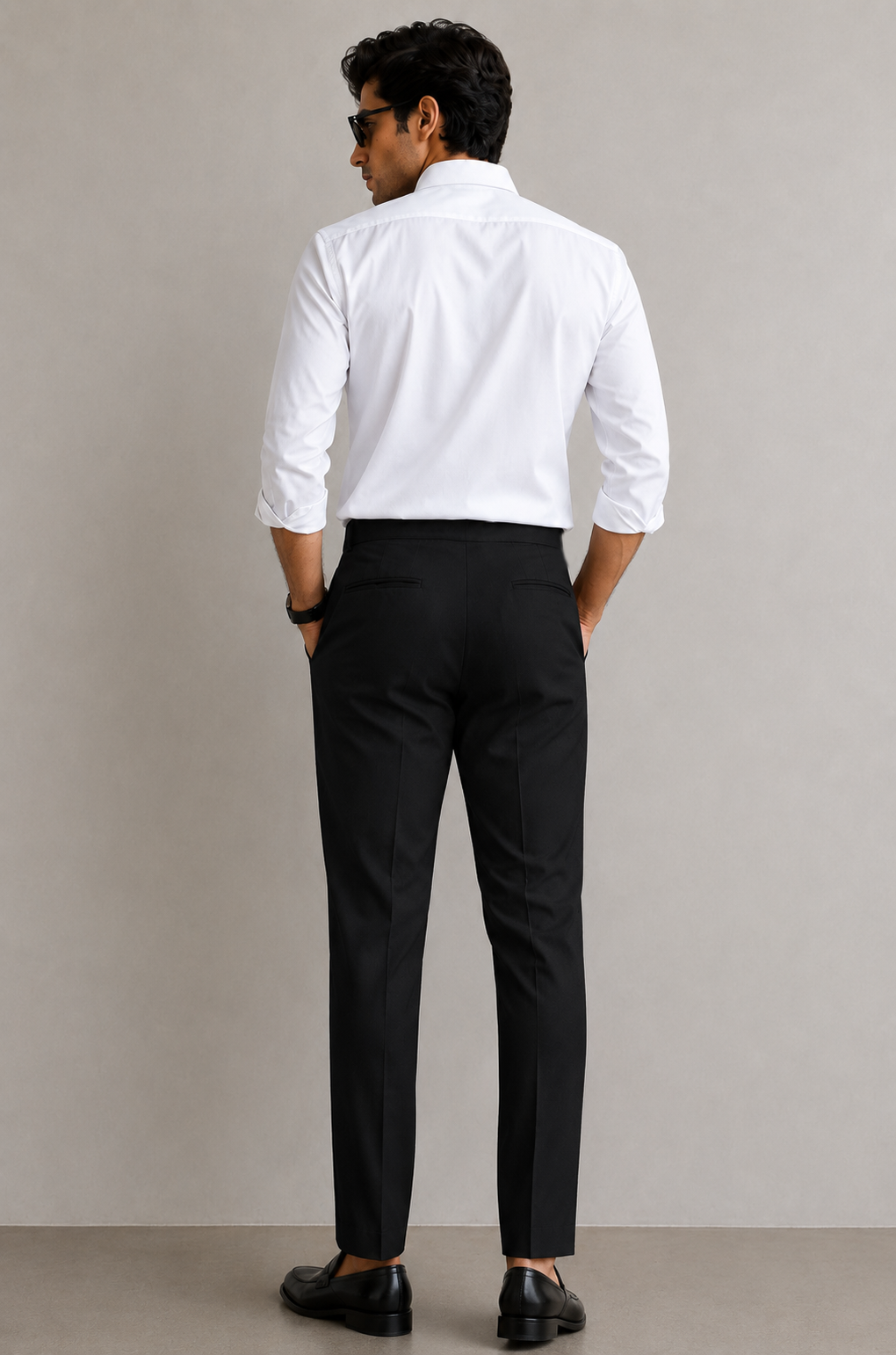Men's Black Pleated Formal Trousers