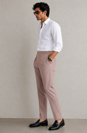 Men's Dusty Pink Tailored Dress Trousers