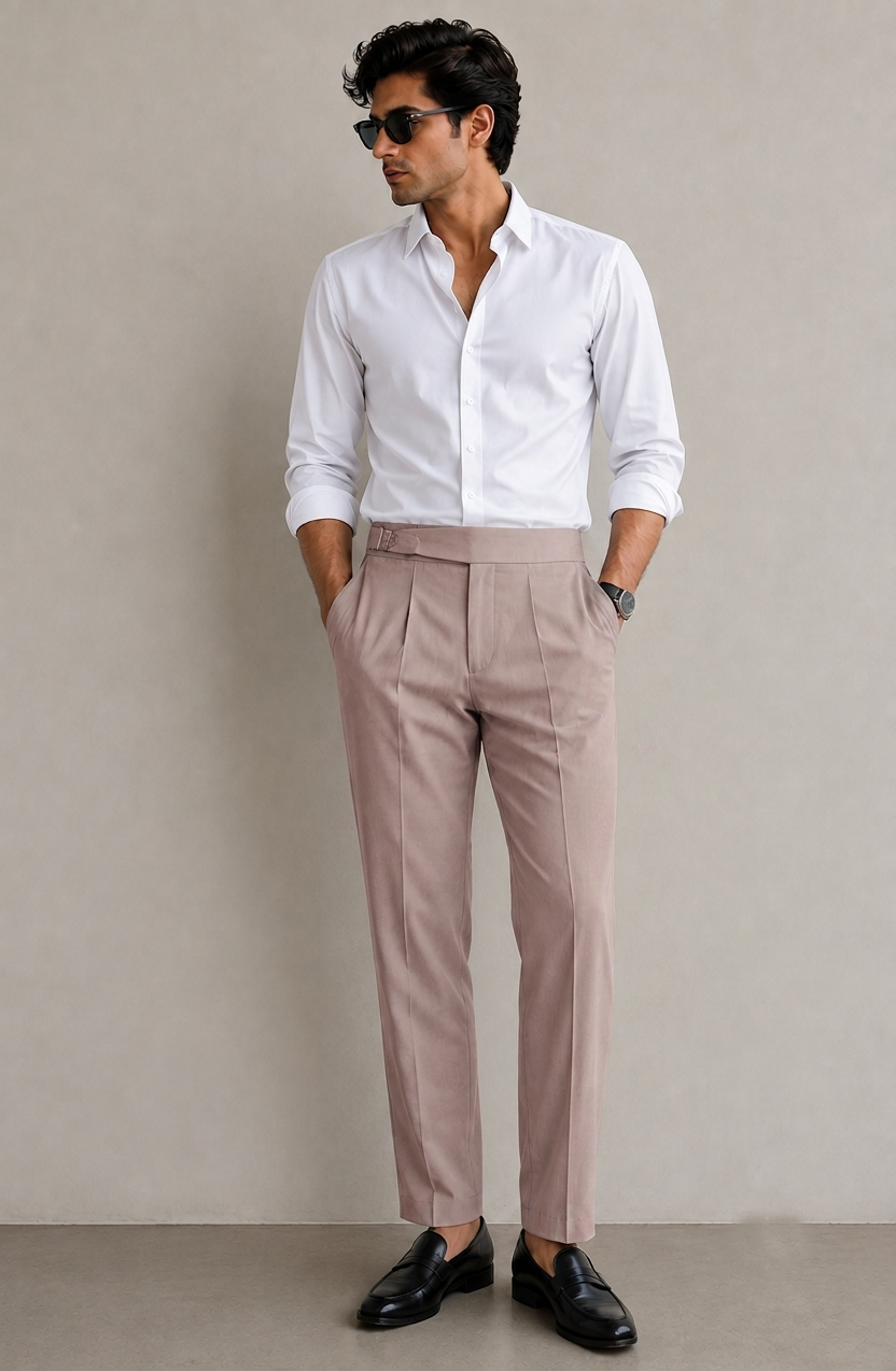 Men's Dusty Pink Tailored Dress Trousers