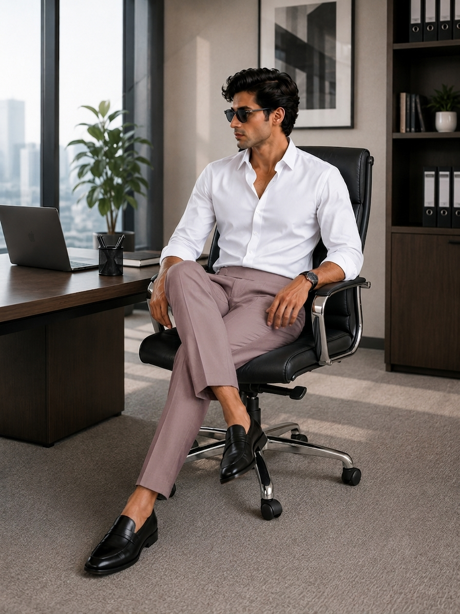 Men's Dusty Pink Tailored Dress Trousers
