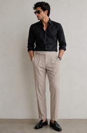 Men's Dark Mauve Pleated Formal Trousers
