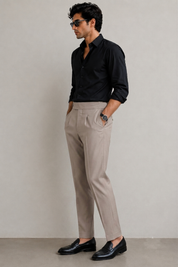 Men's Dark Mauve Pleated Formal Trousers