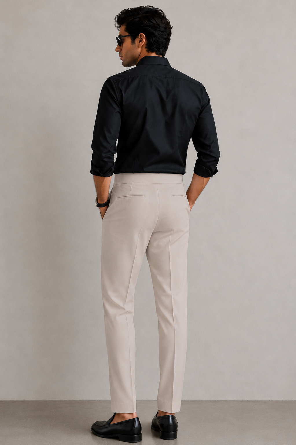 Men's Dark Mauve Pleated Formal Trousers