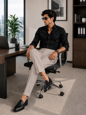 Men's Dark Mauve Pleated Formal Trousers