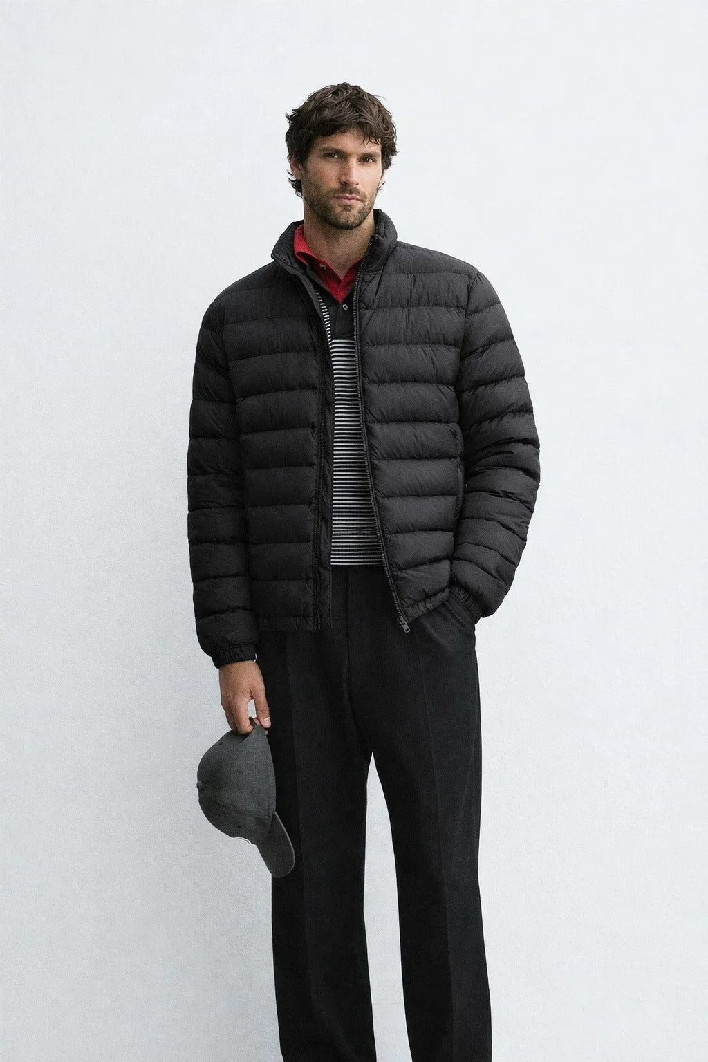 Men's Black Lightweight Quilted Puffer Jacket Winter