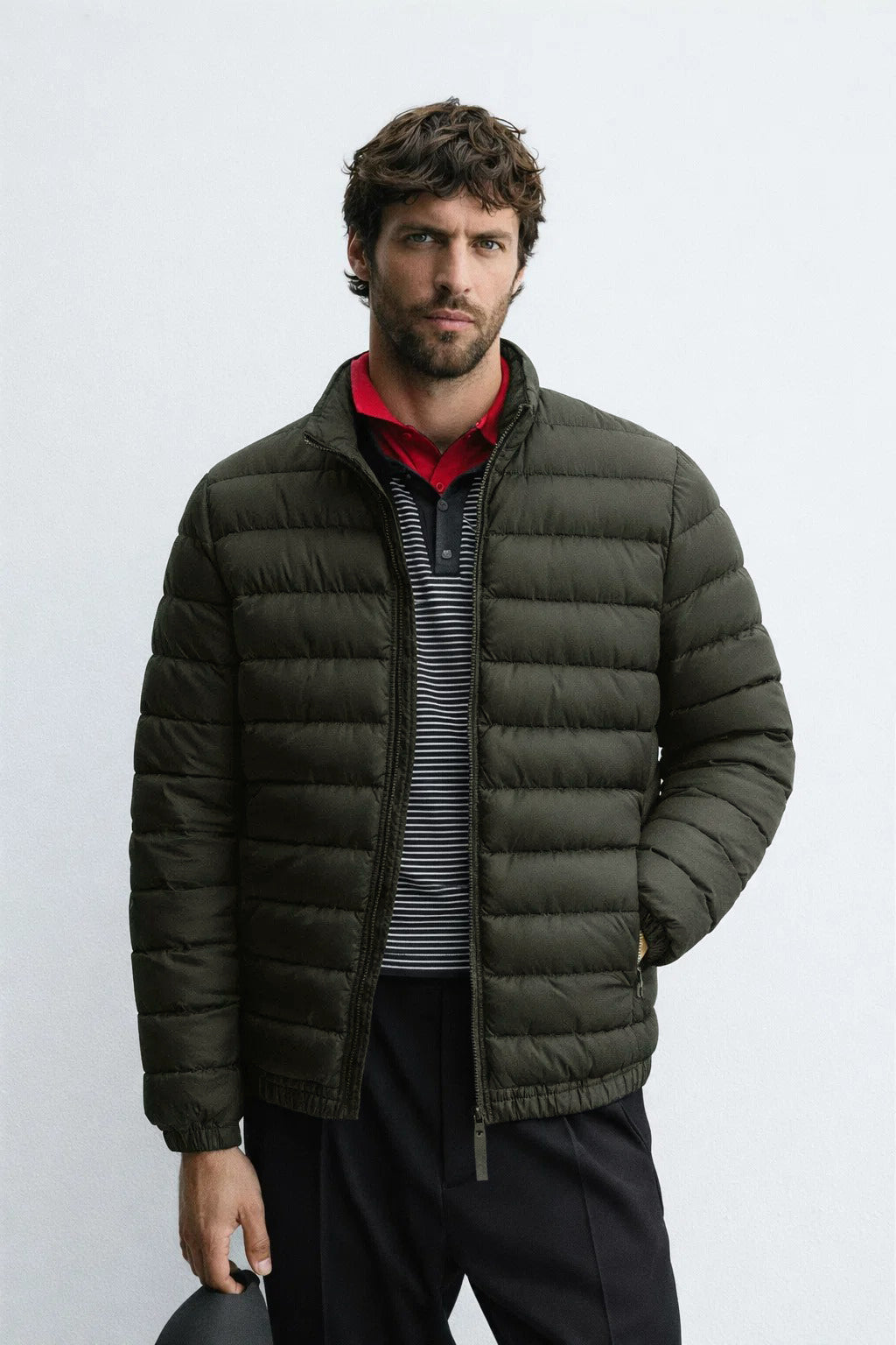 Men's Olive Lightweight Quilted Puffer Jacket Winter