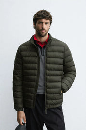Men's Olive Lightweight Quilted Puffer Jacket Winter