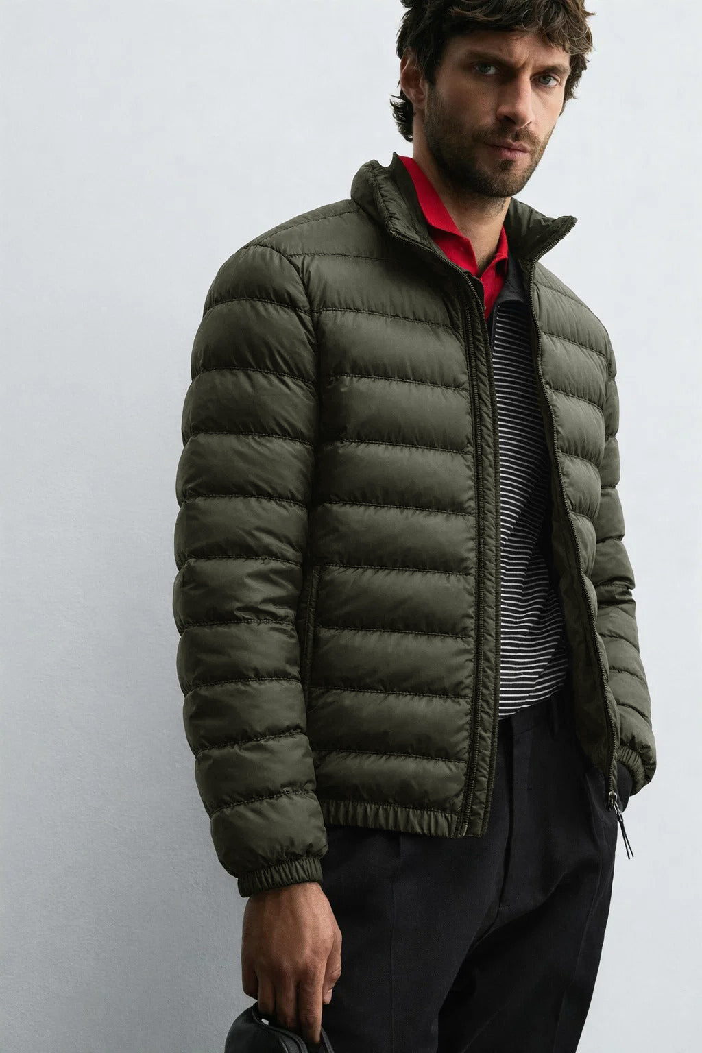 Men's Olive Lightweight Quilted Puffer Jacket Winter