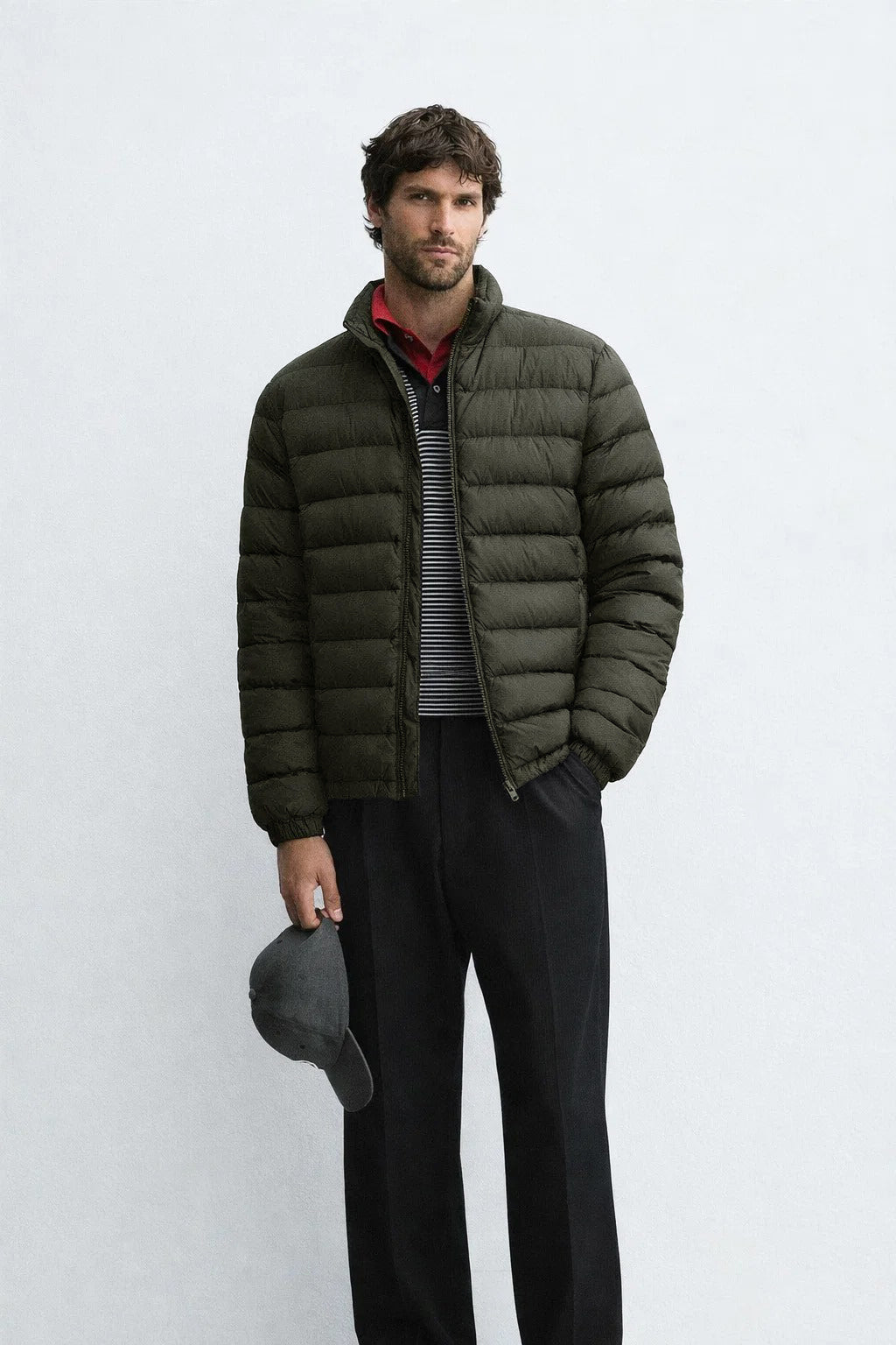Men's Olive Lightweight Quilted Puffer Jacket Winter