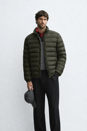 Men's Olive Lightweight Quilted Puffer Jacket Winter