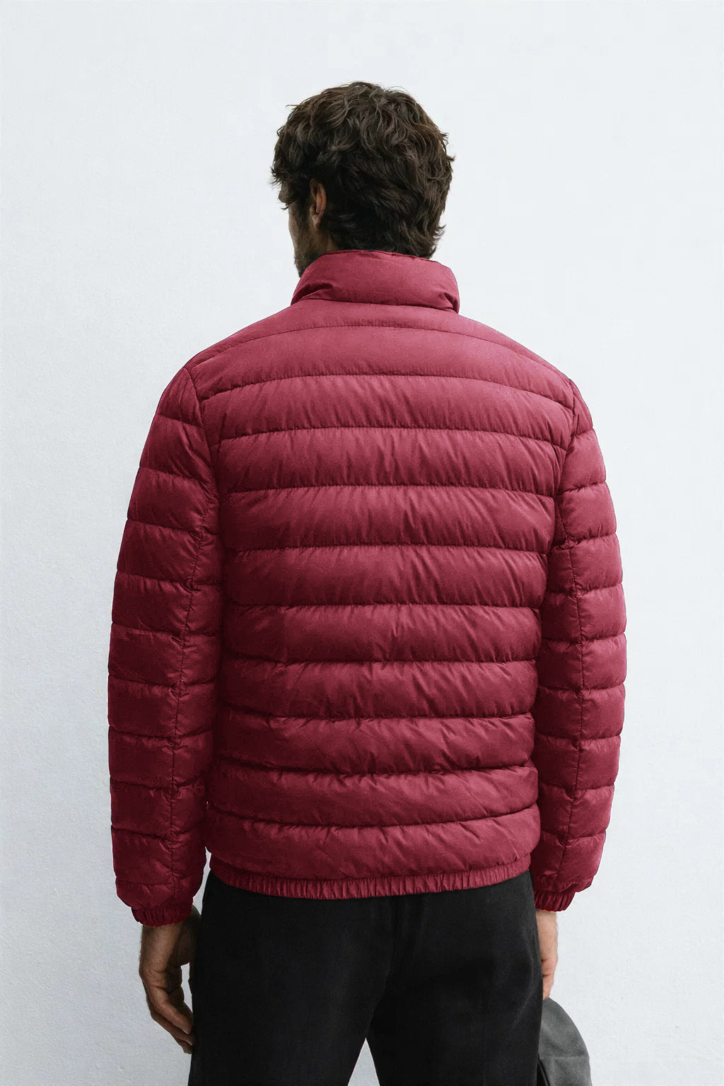Men's Maroon Lightweight Quilted Puffer Jacket Winter