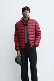 Men's Maroon Lightweight Quilted Puffer Jacket Winter