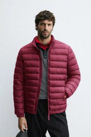 Men's Maroon Lightweight Quilted Puffer Jacket Winter