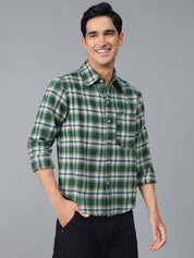 KOTTY Men Checkered Casual White, Blue, Green Shirt 